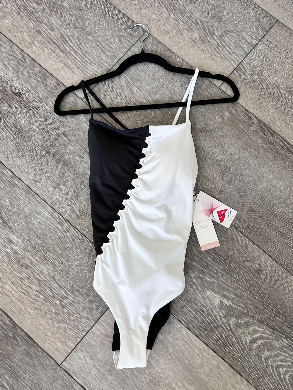 Alia White One-Piece Swimwear Tag with Rose Gold Accent